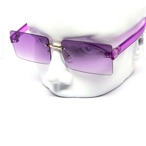 Rimless Sunglasses.Crystal Color Gradient.
